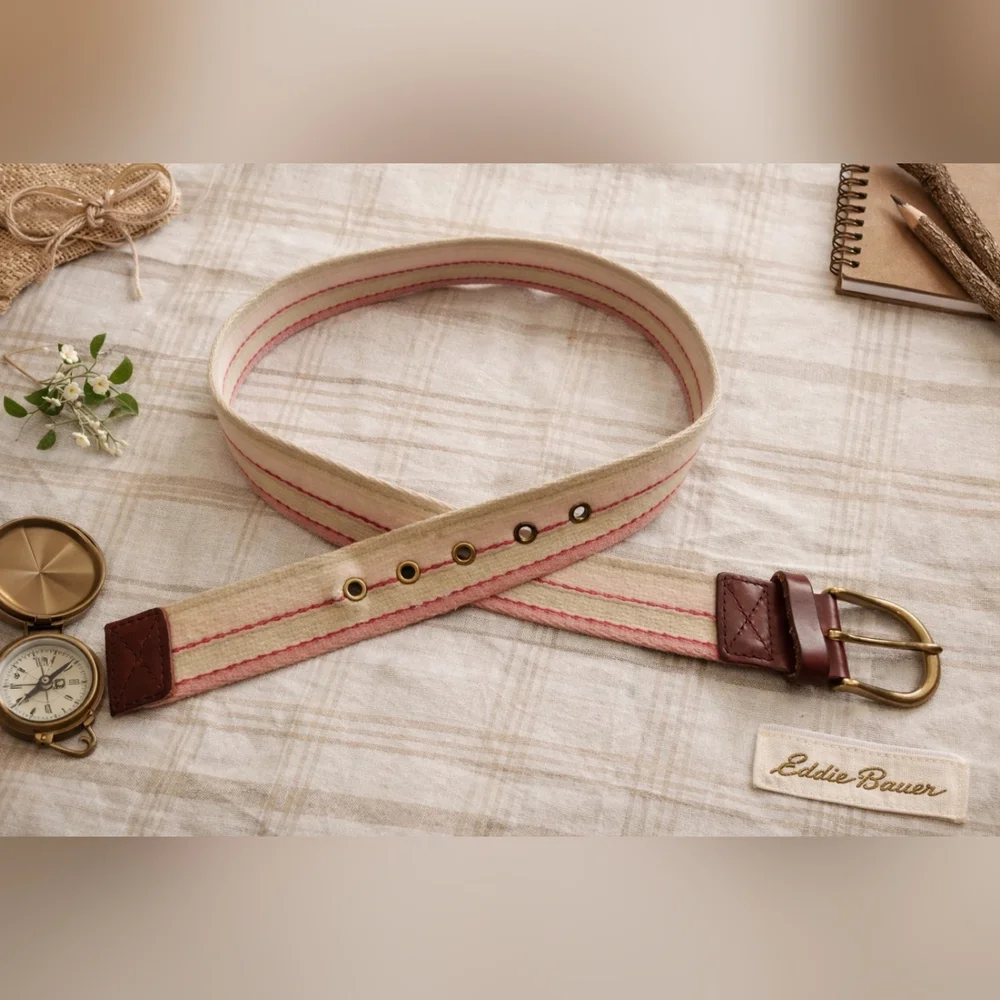 Eddie Bauer Cotton Canvas Belt Leather Trim‎